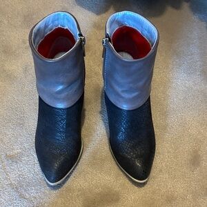 Black and Brown Ankle Boots with Snakeskin accent